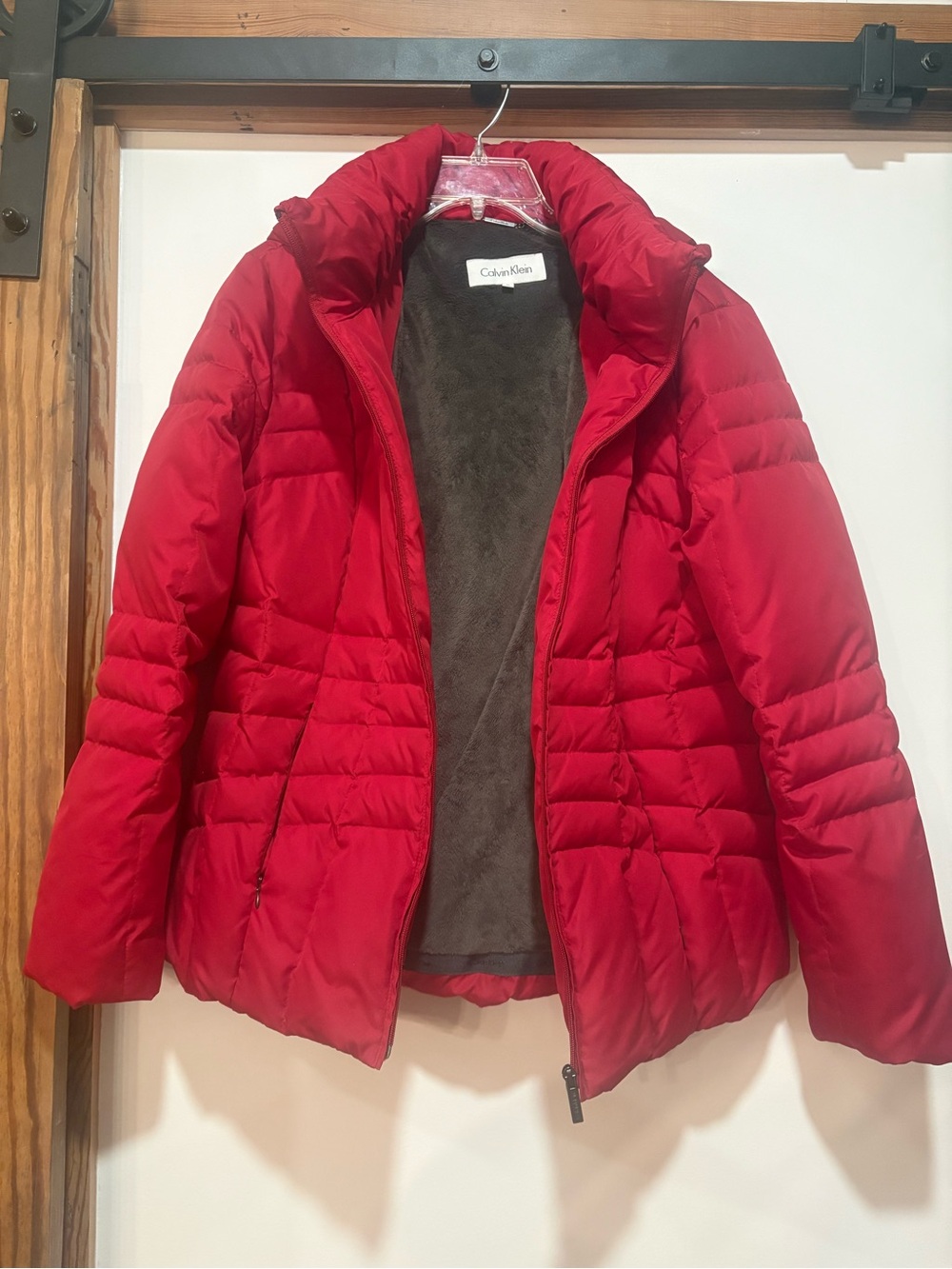 Calvin Klein Kids Red Quilted Puffer Jacket with Plush Lining